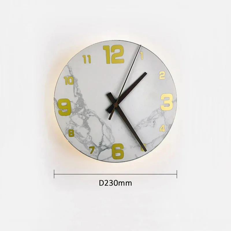 MarbleGlow | Elegant Marble Wall Clock with Integrated LED Lighting