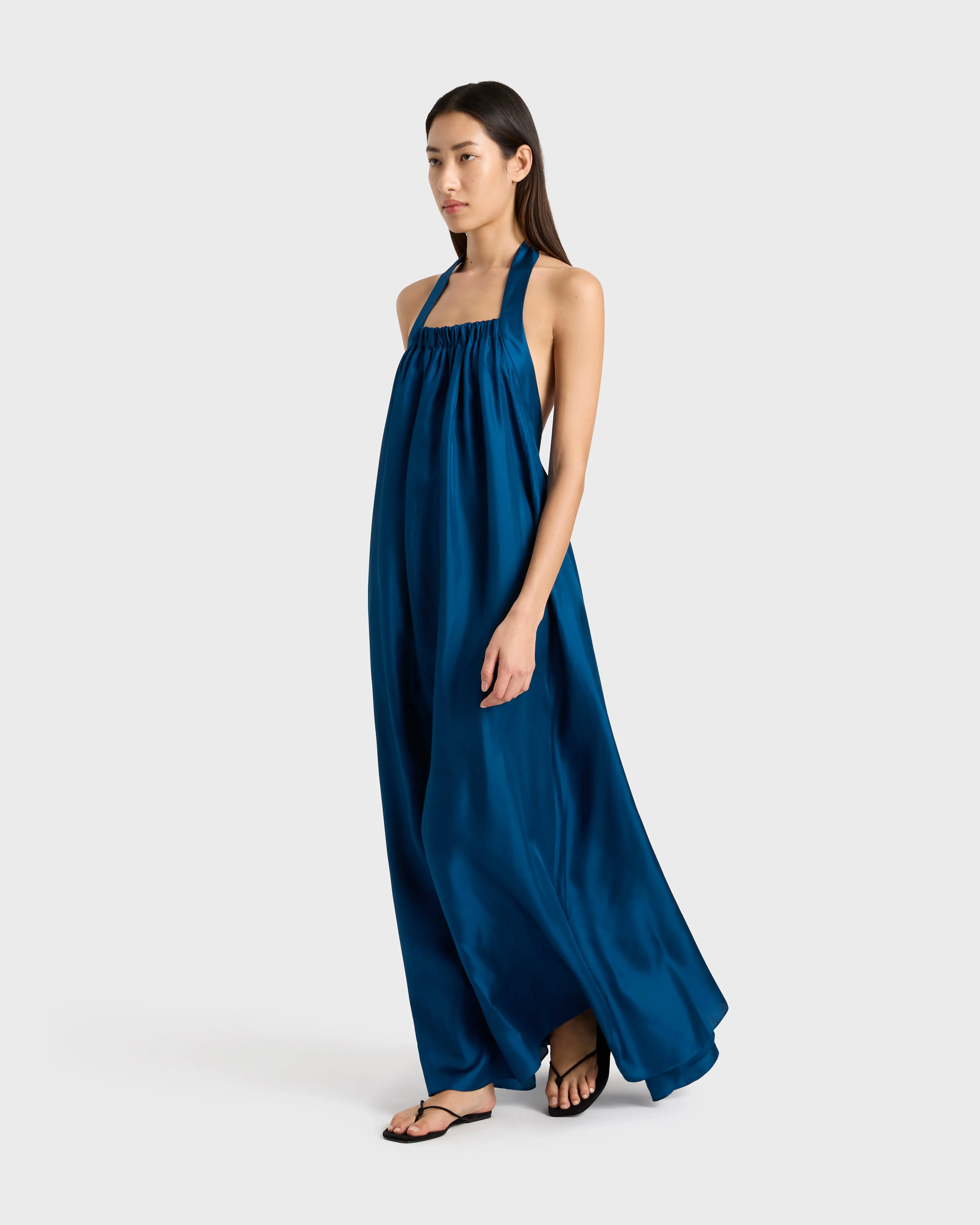 Marfa Silk Halter Maxi Dress - Tropico