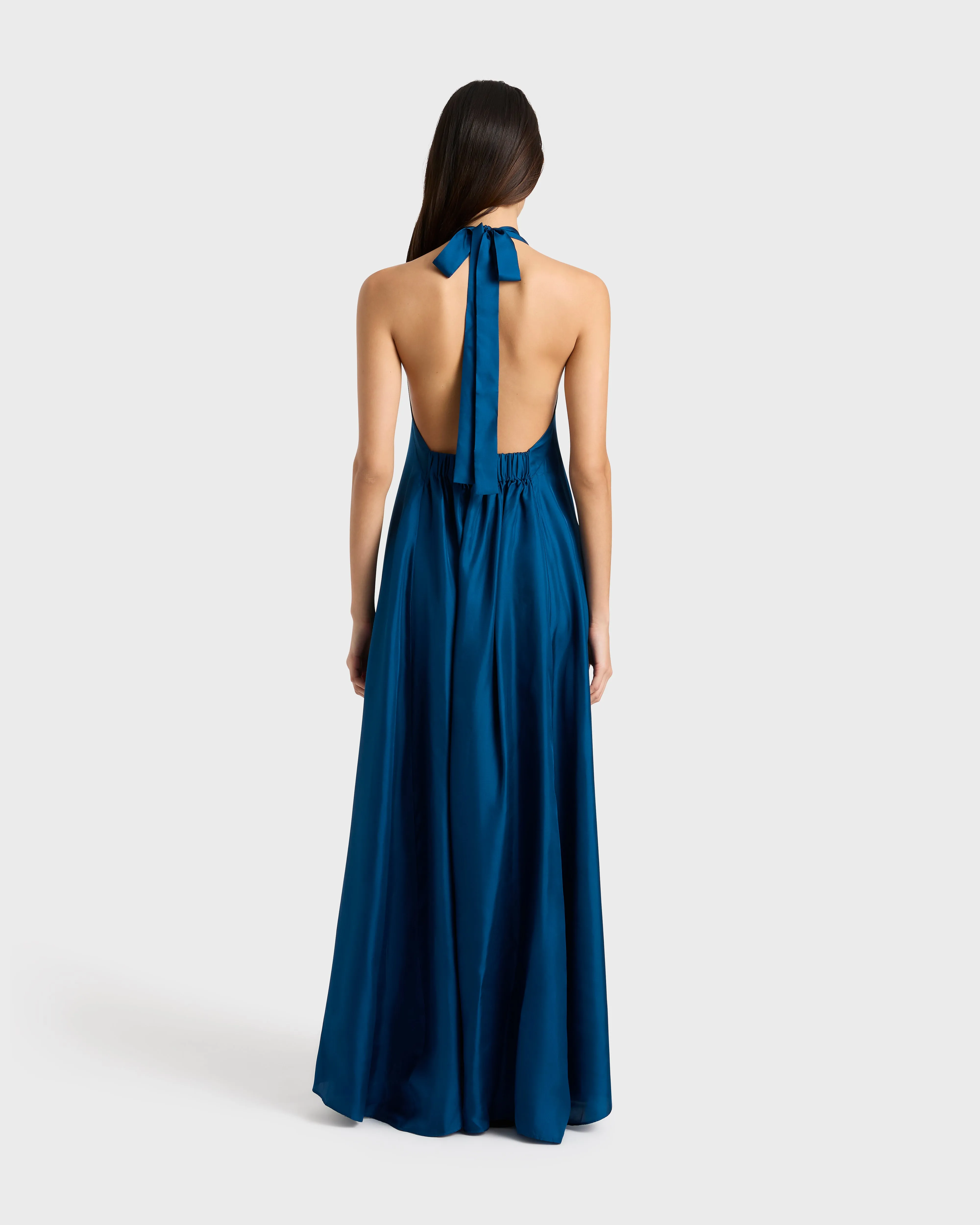 Marfa Silk Halter Maxi Dress - Tropico
