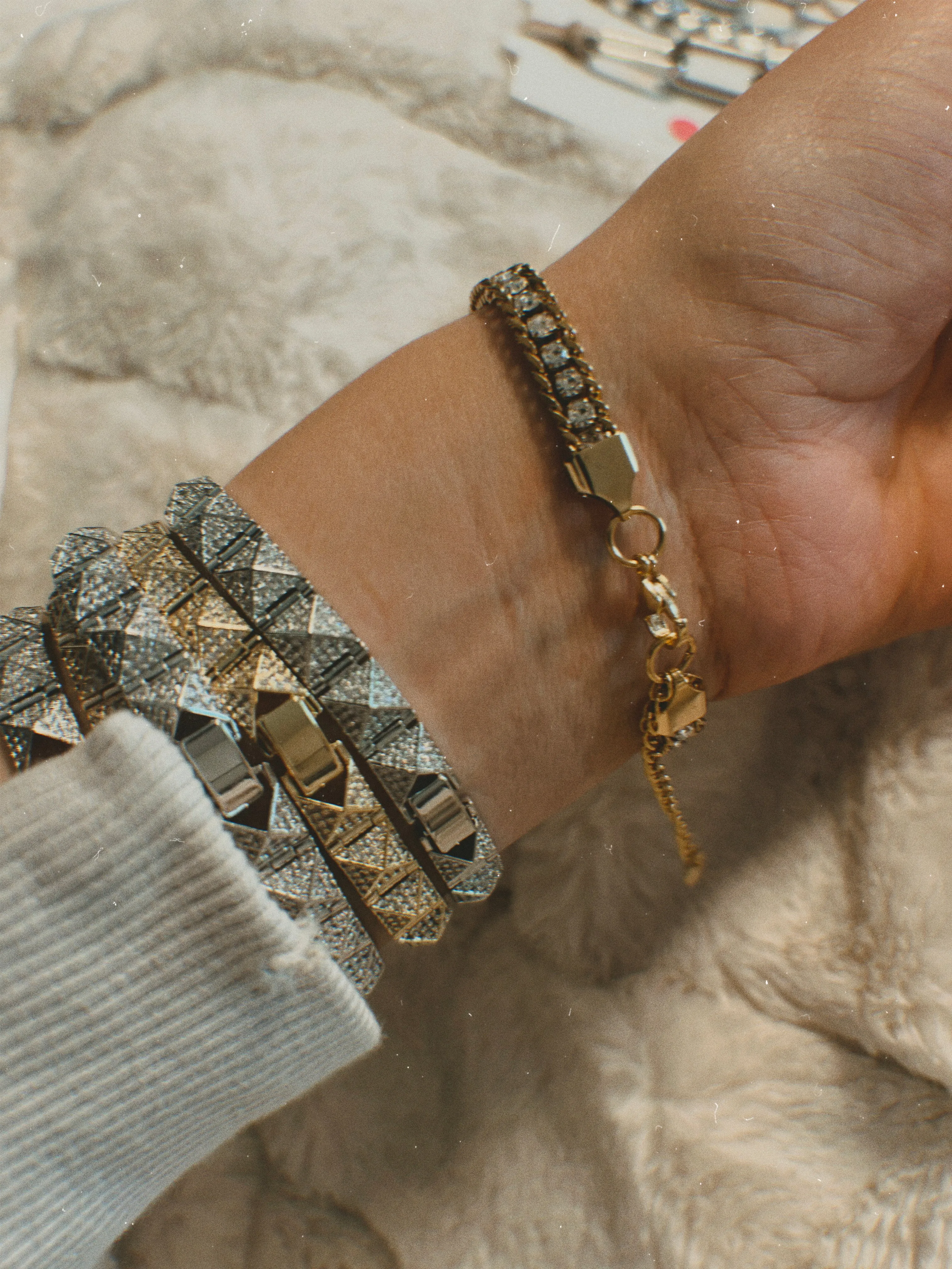 Marie CZ Link Bracelet- Gold