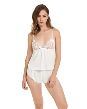 Marseille Luxury Satin Cami and Short Set - White -