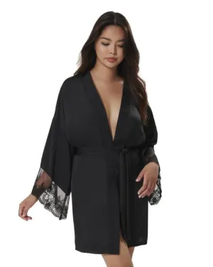 Marseille Luxury Satin Kimono - Black -
