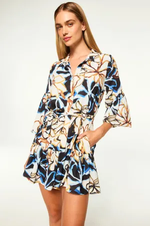 Martina Dress in Bold Blooms Crepe by Misa