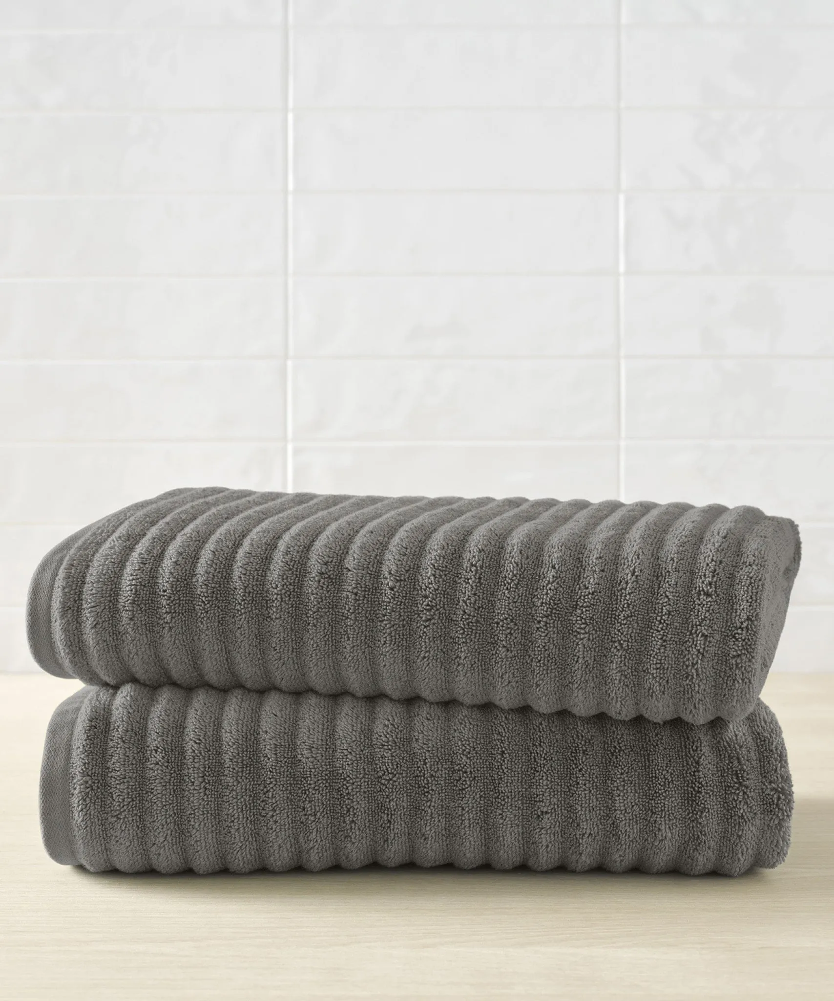 Mason Low Twist Ribbed Bath Sheet & Bath Towel Set - Set of 2