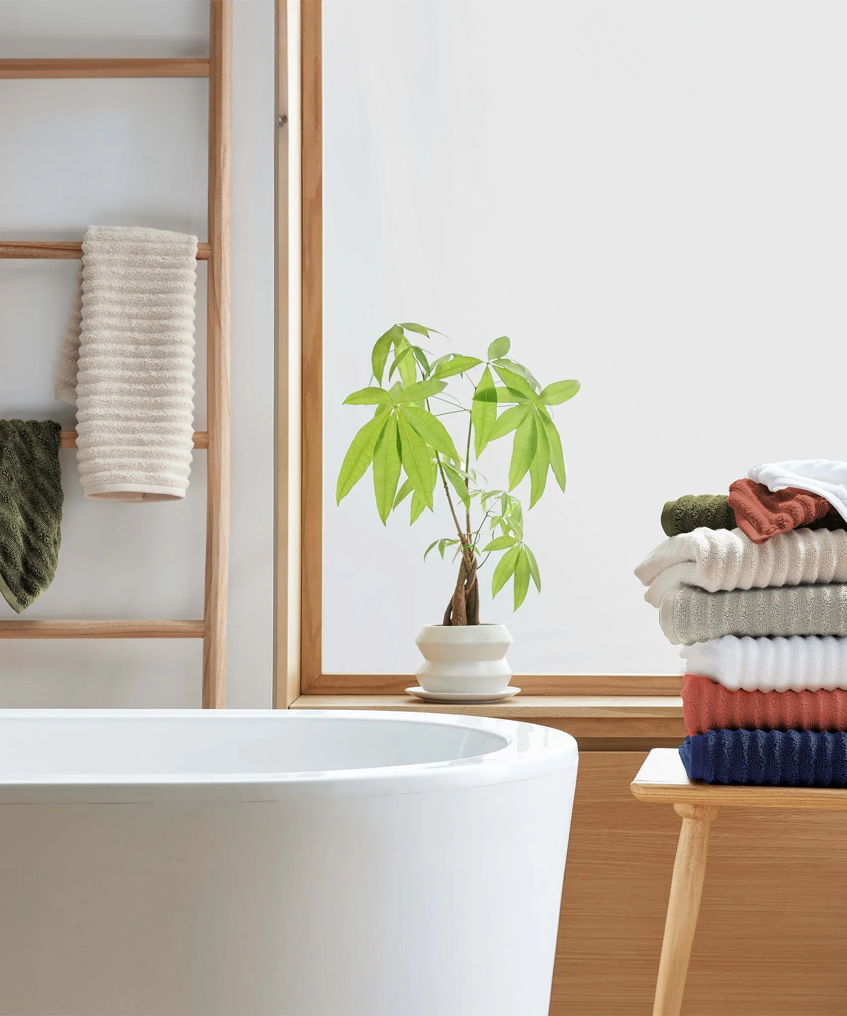 Mason Low Twist Ribbed Bath Sheet & Bath Towel Set - Set of 2