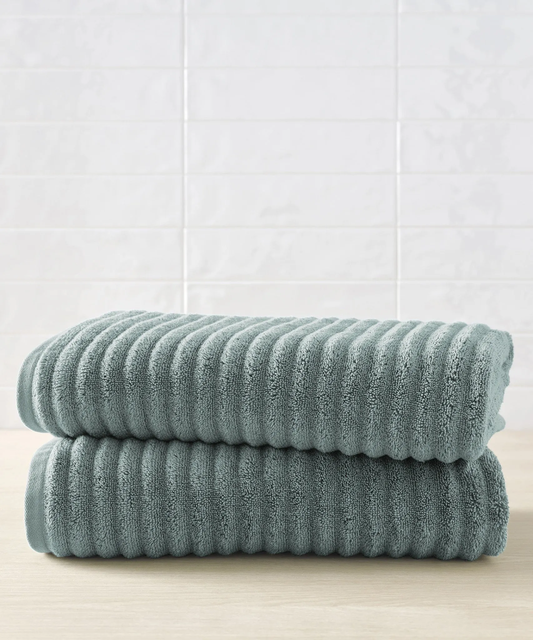 Mason Low Twist Ribbed Bath Sheet & Bath Towel Set - Set of 2