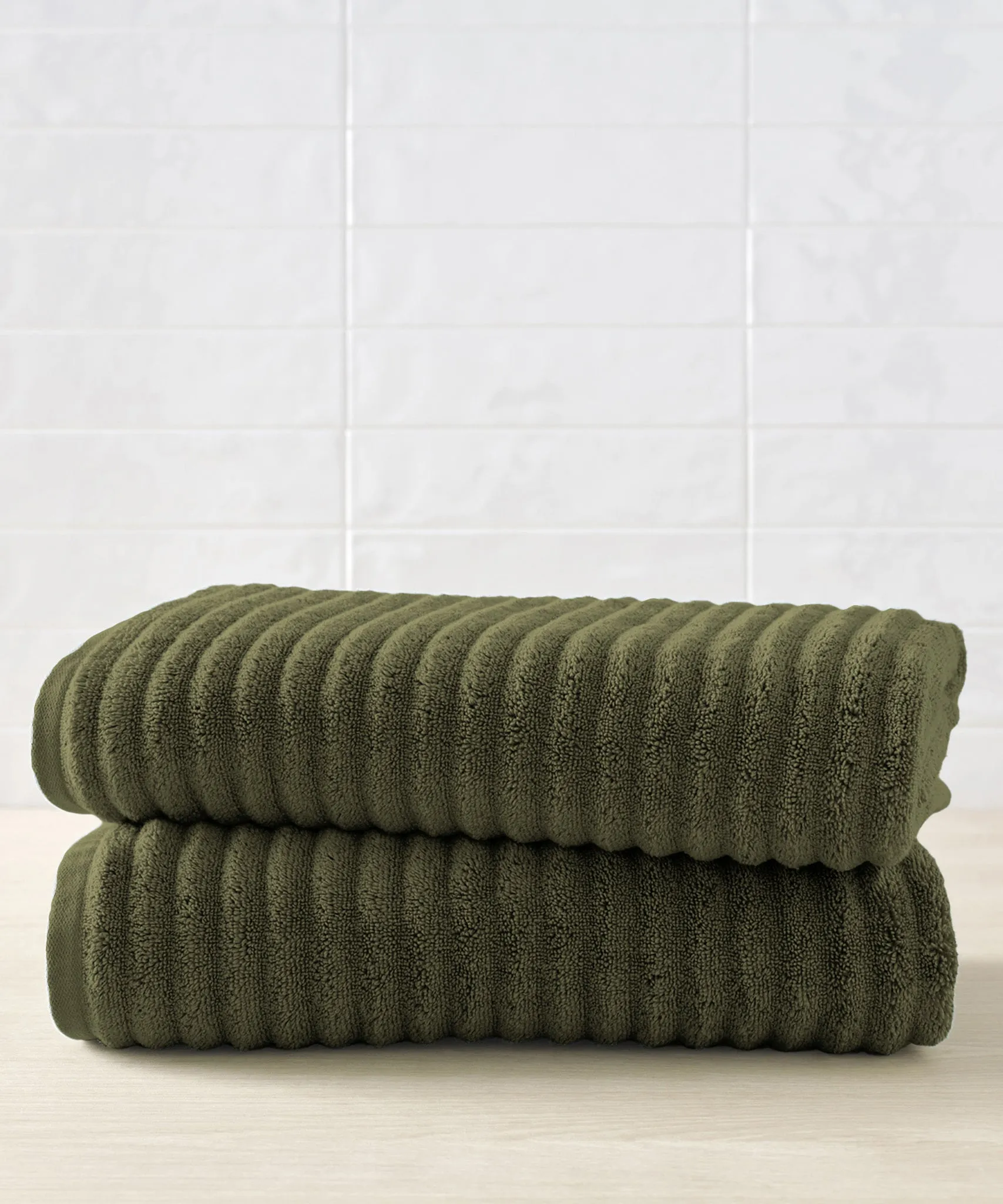 Mason Low Twist Ribbed Bath Sheet & Bath Towel Set - Set of 2