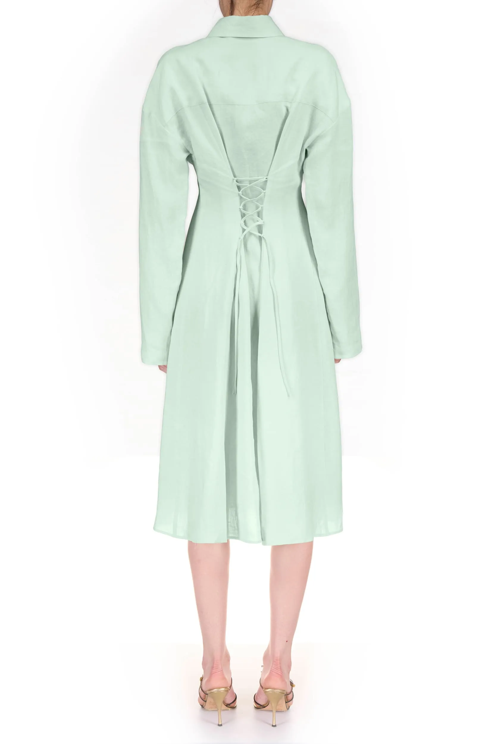 Matcha Laced Button Down Dress