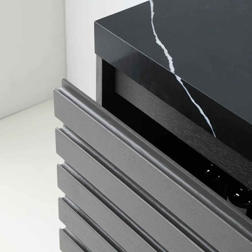 Matera 2 Drawers   1 Open Shelf Bathroom Vanity with Black Quartz Sink - Wall Mount - 60" Wood/Charcoal