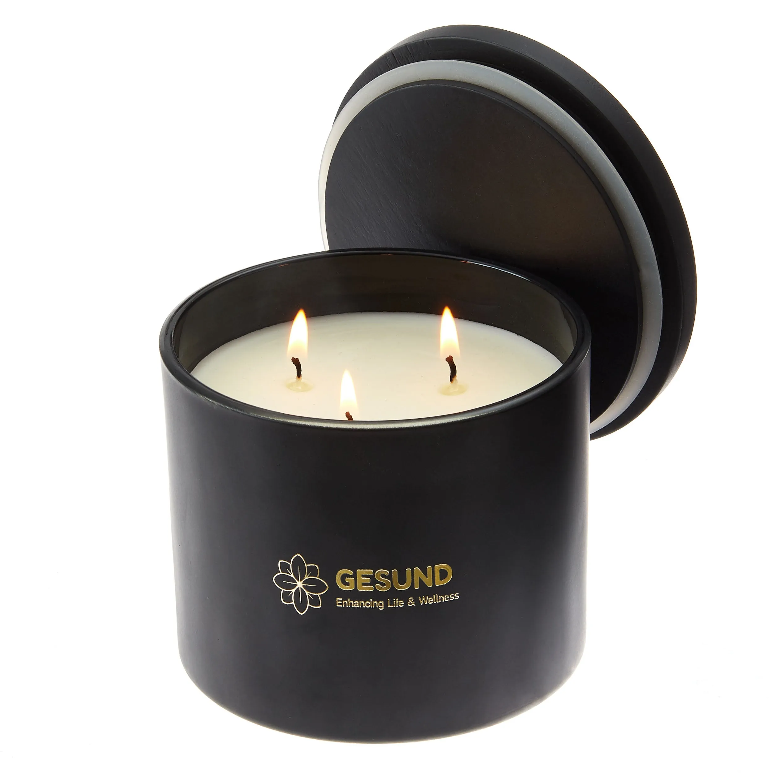 Matte Black Candle 3-Wick - Scented Oud Wood