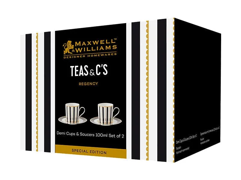 Maxwell & Williams Teas & C’s Regency Demi Cup & Saucer Set of 2 Black 100ml HV0486