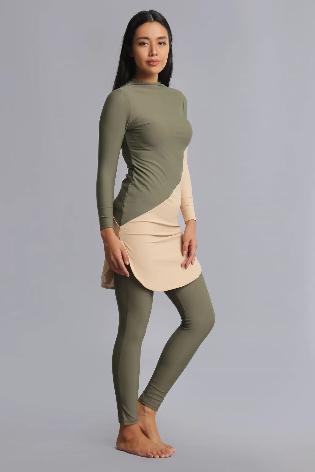Maya Swim Dress - Olive/Hazelnut