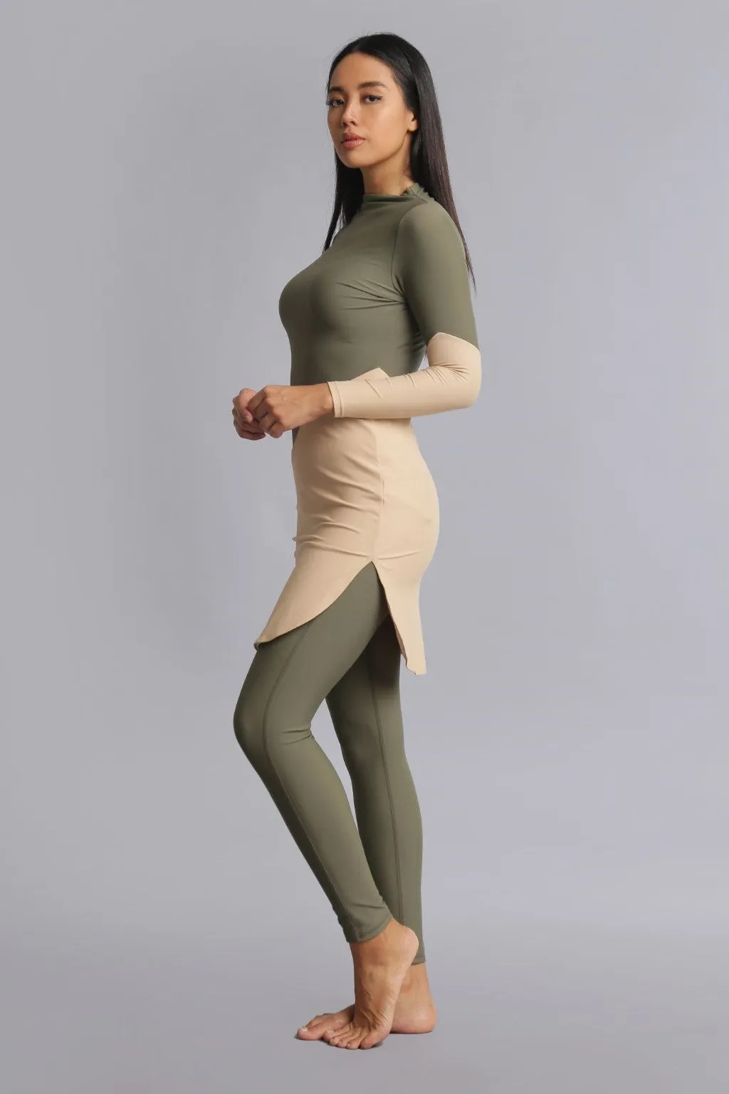 Maya Swim Dress - Olive/Hazelnut