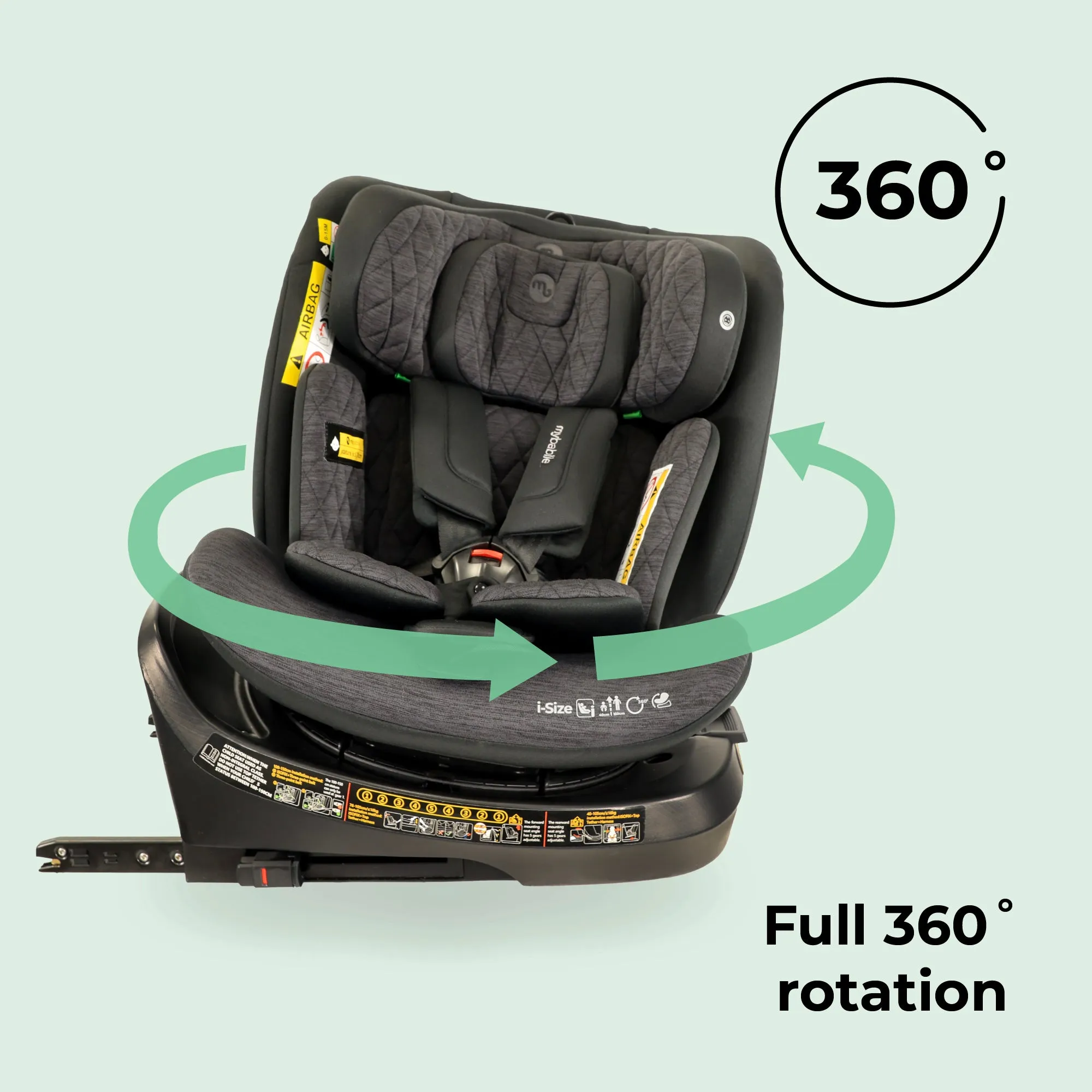 MBCSSPINTT i-Size (40-150cm) Spin Car Seat - Black Melange