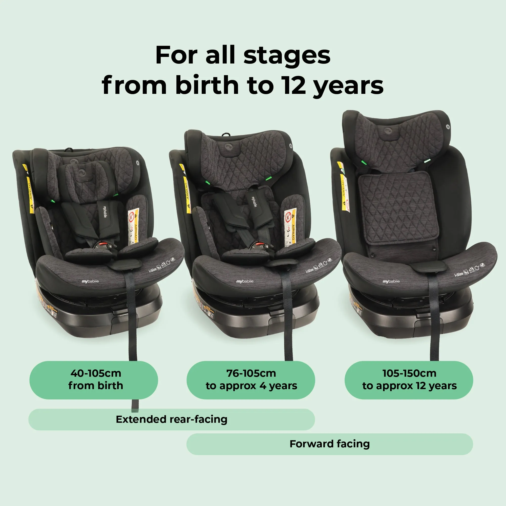 MBCSSPINTT i-Size (40-150cm) Spin Car Seat - Black Melange