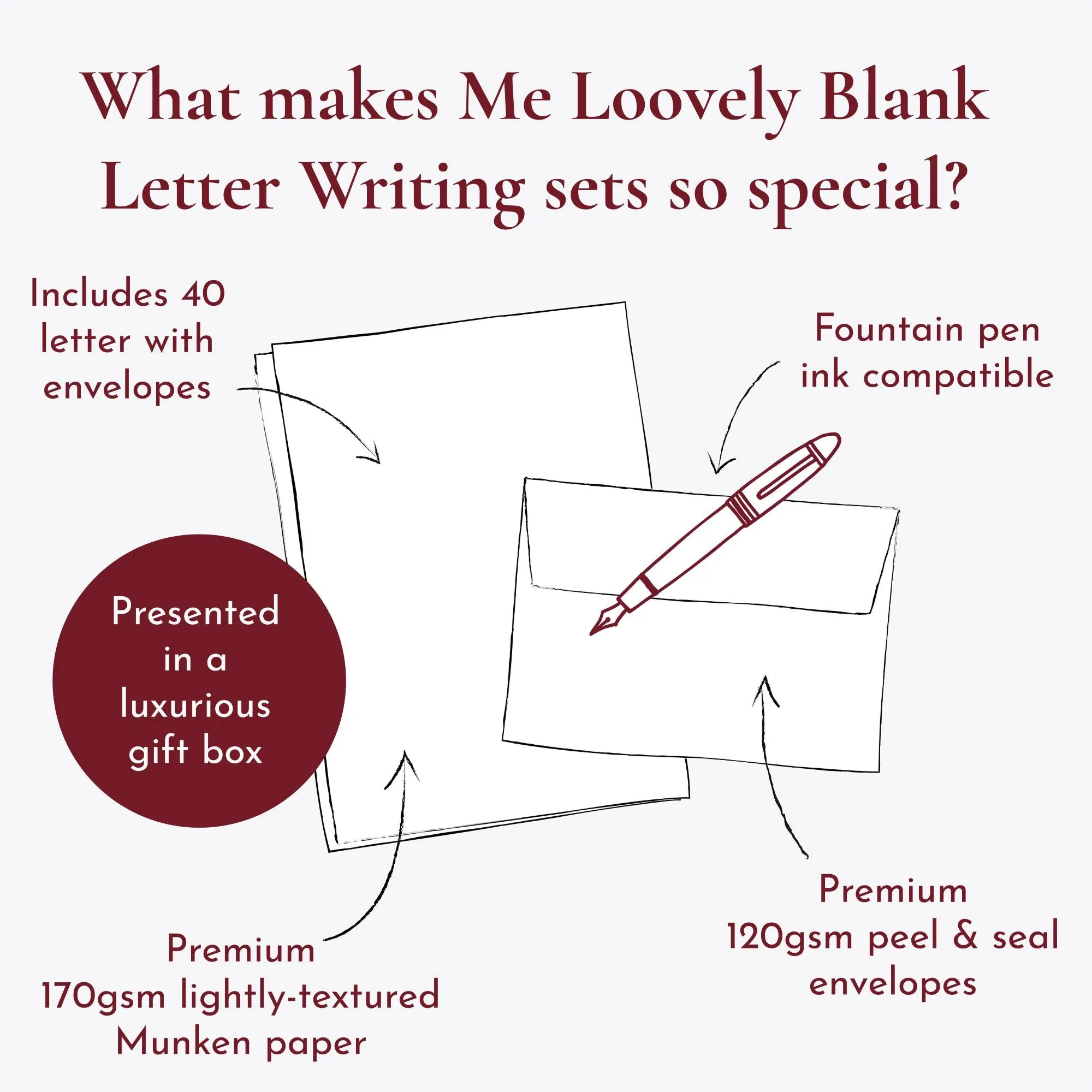 Me Loovely Blank Letter and Envelope Writing Set - Boxed (40)