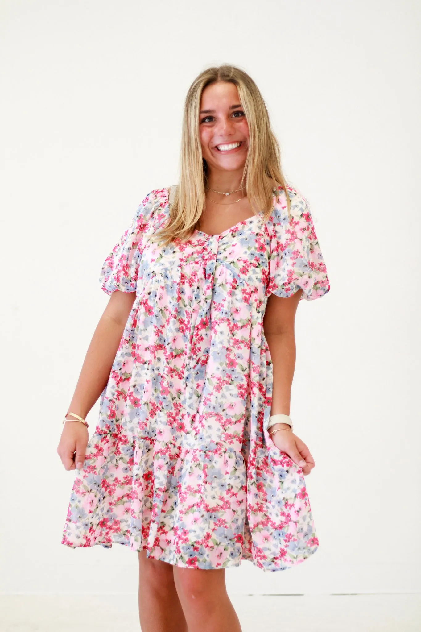 Meadow Date Dream Floral Puff Sleeve Dress