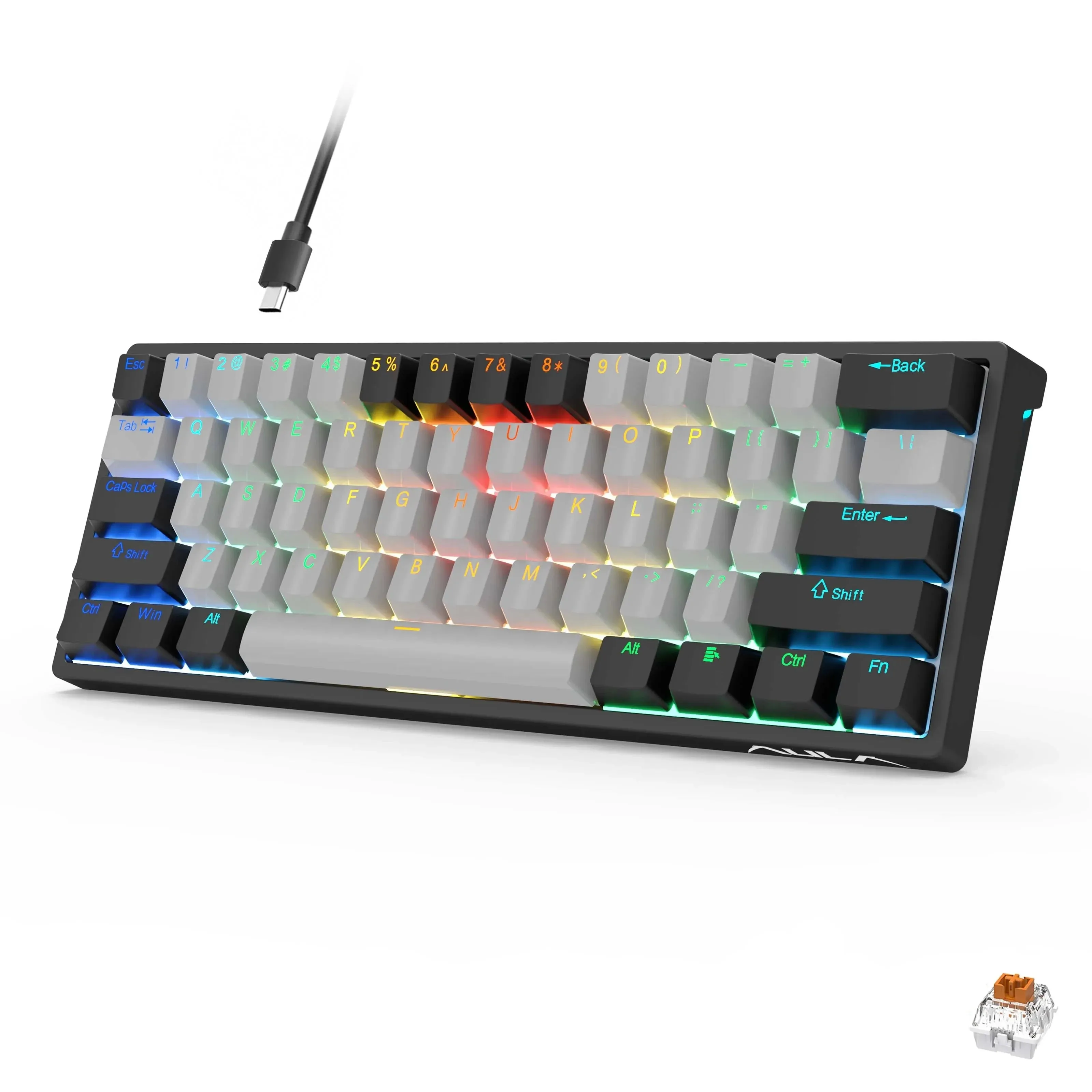 Mechanical Gaming Keyboard 60% Hot-swap RGB Customized Layout