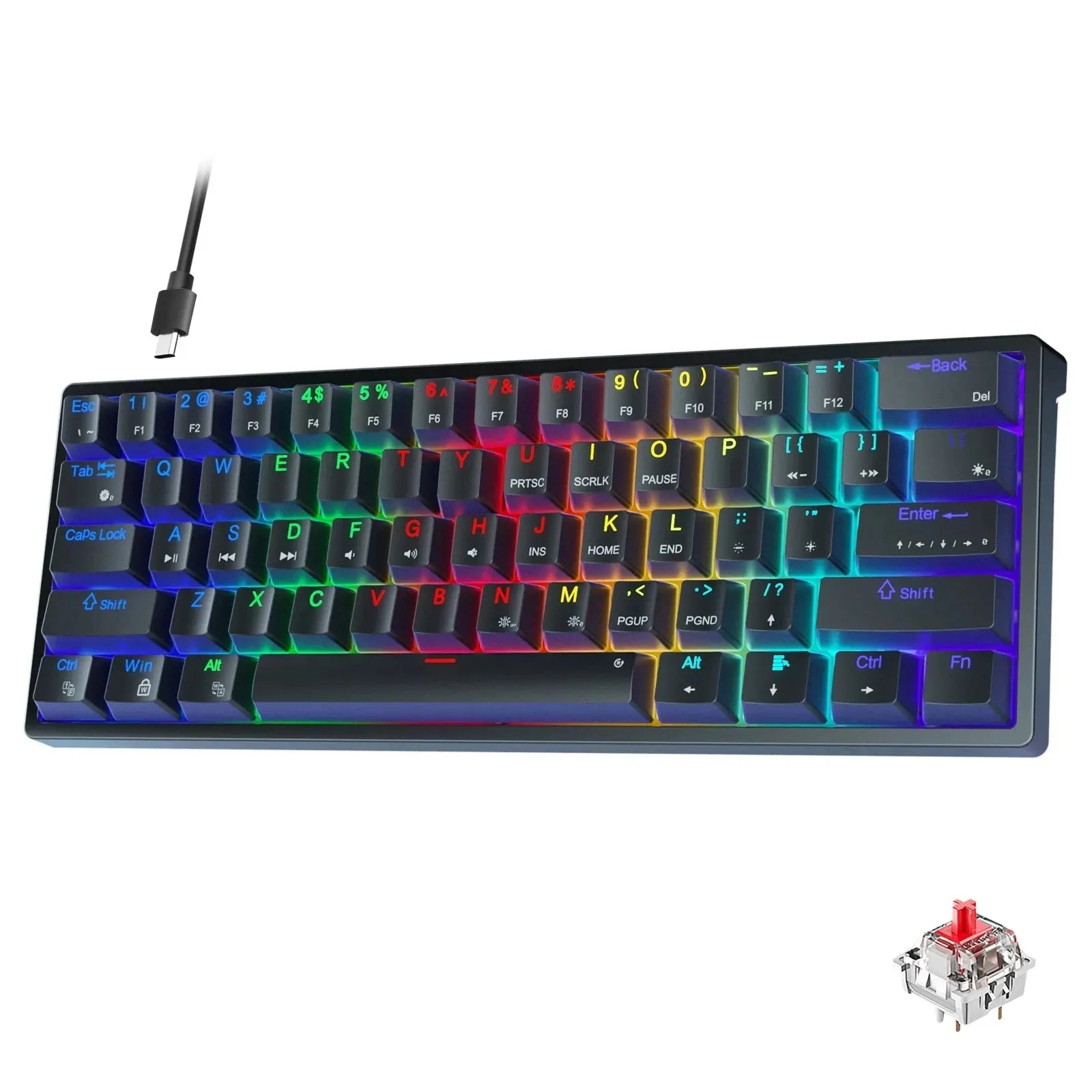 Mechanical Gaming Keyboard 60% Hot-swap RGB Customized Layout
