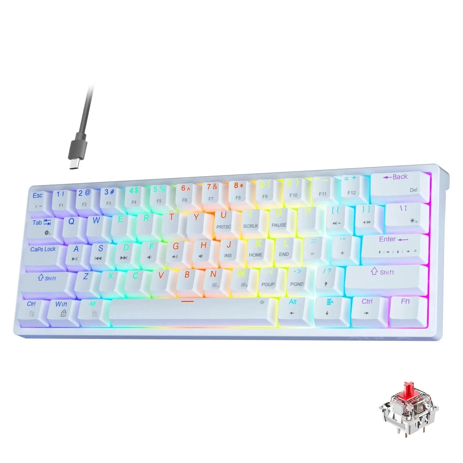 Mechanical Gaming Keyboard 60% Hot-swap RGB Customized Layout
