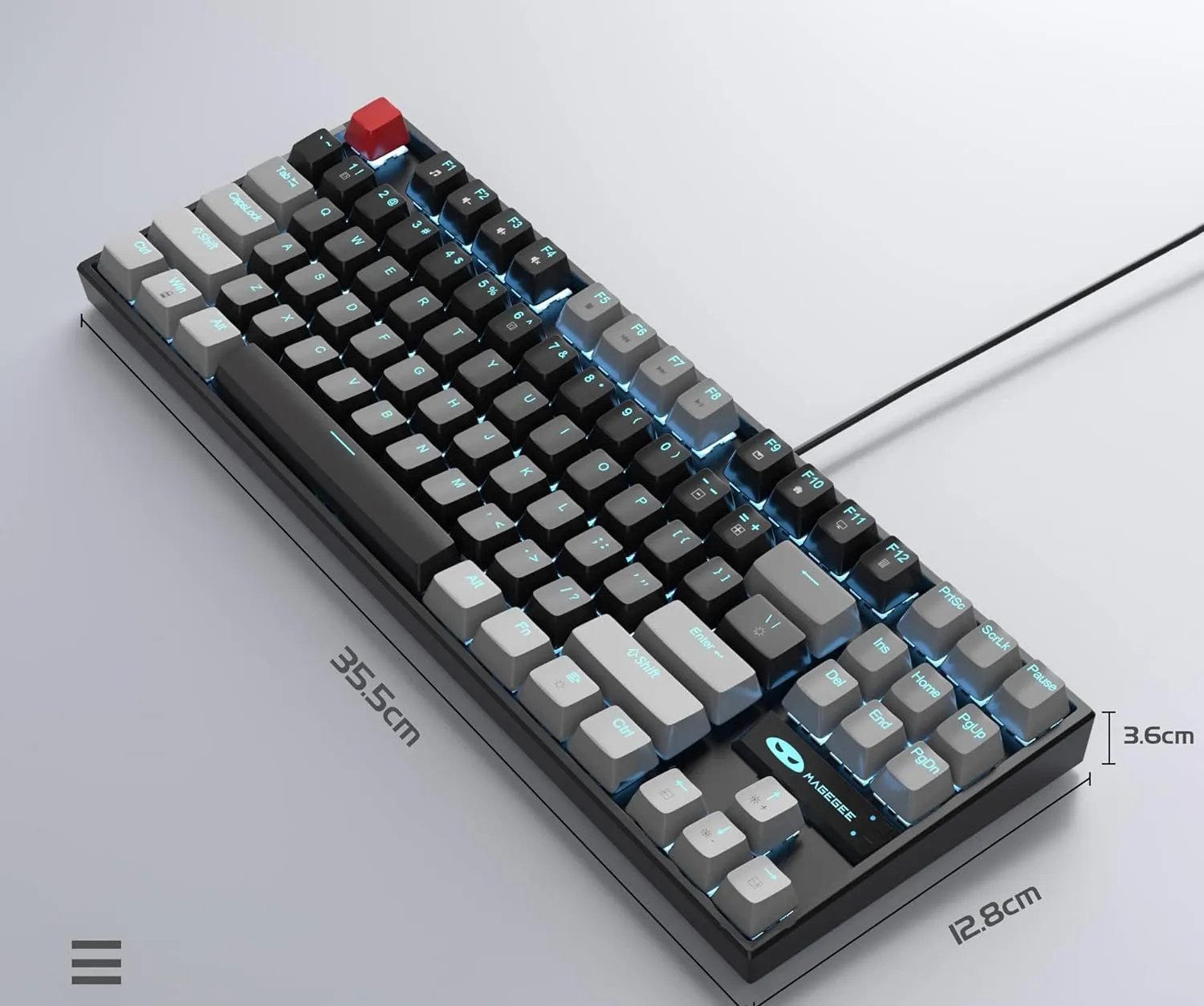 Mechanical Gaming Wired Keyboard LED Backlit Compact TKL