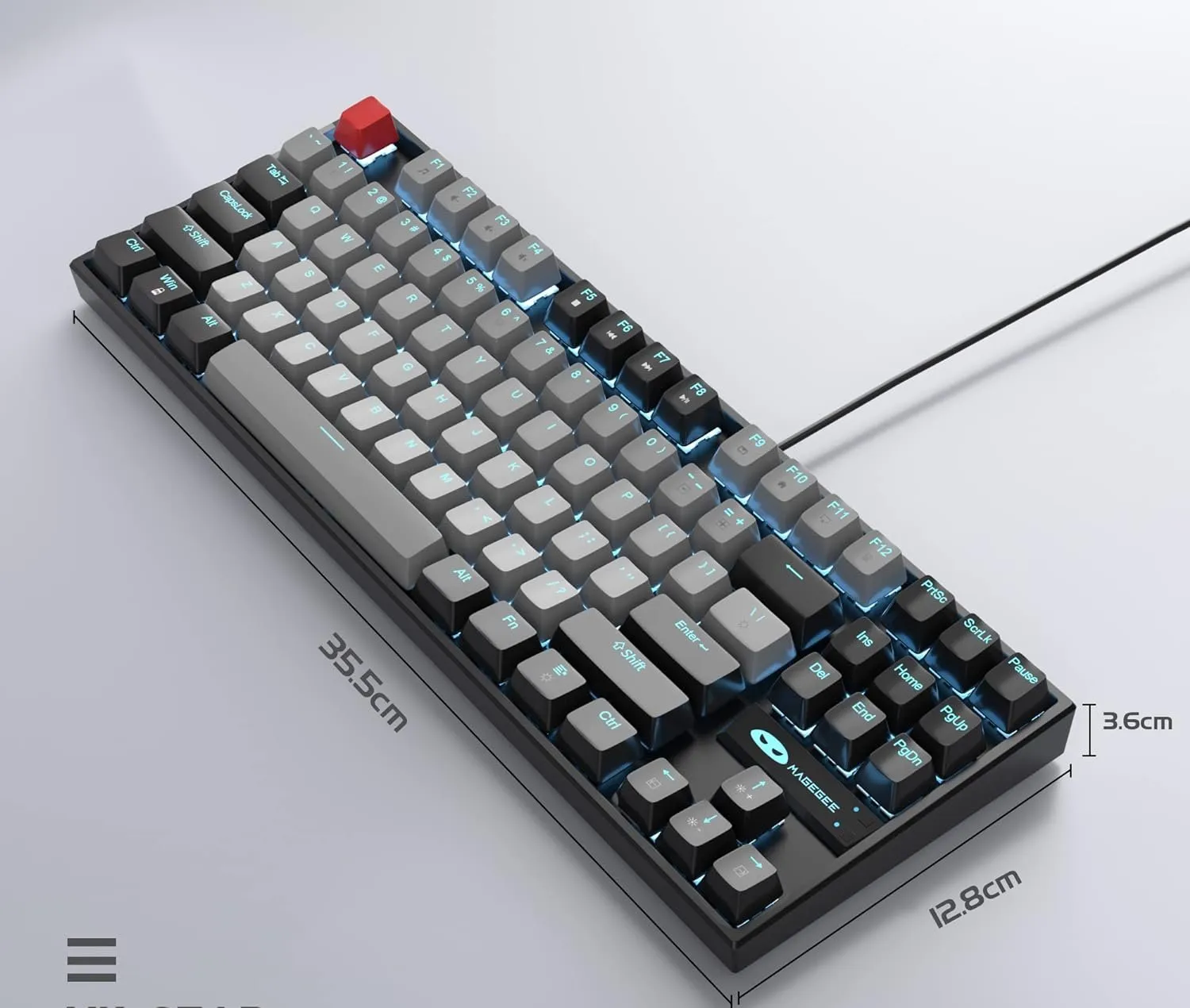 Mechanical Gaming Wired Keyboard LED Backlit Compact TKL