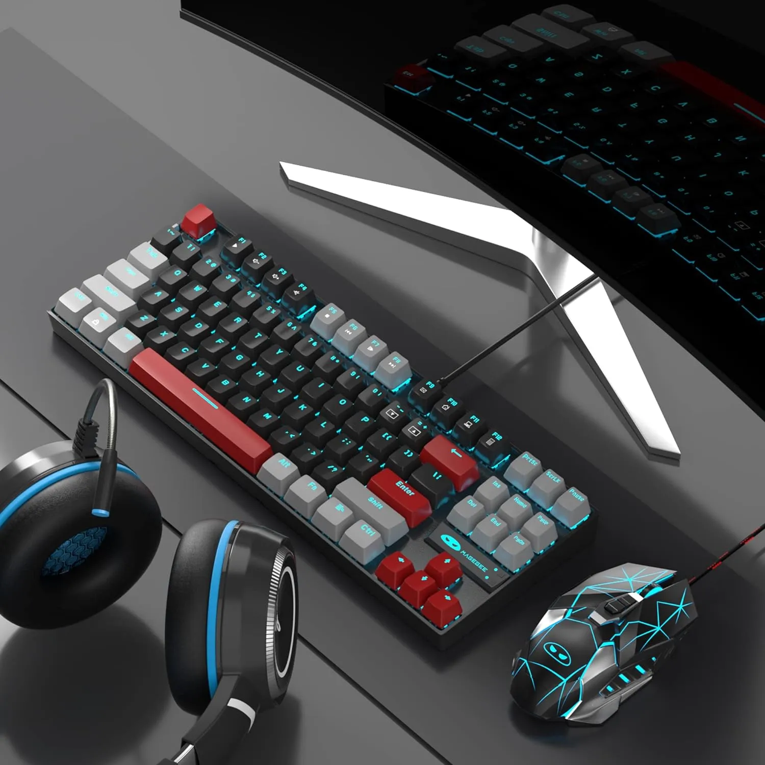 Mechanical Gaming Wired Keyboard LED Backlit Compact TKL