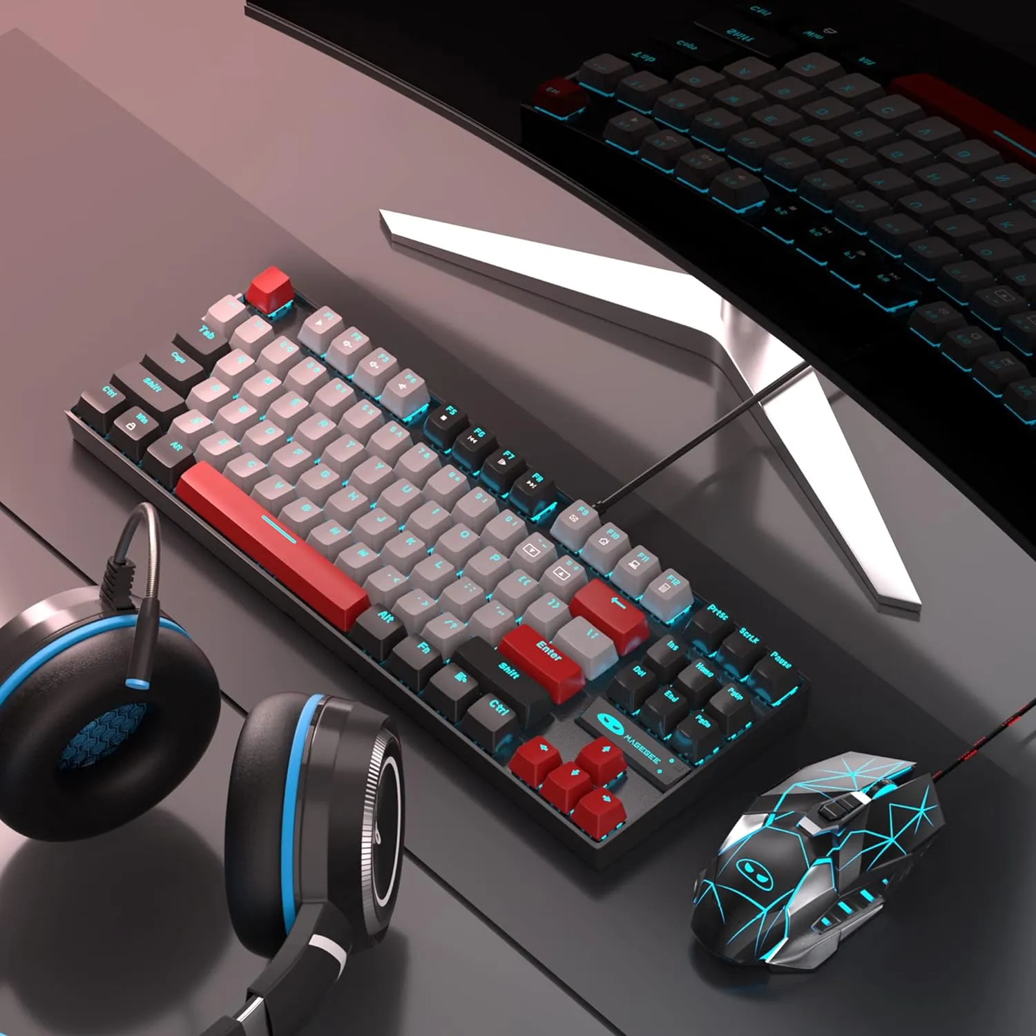 Mechanical Gaming Wired Keyboard LED Backlit Compact TKL