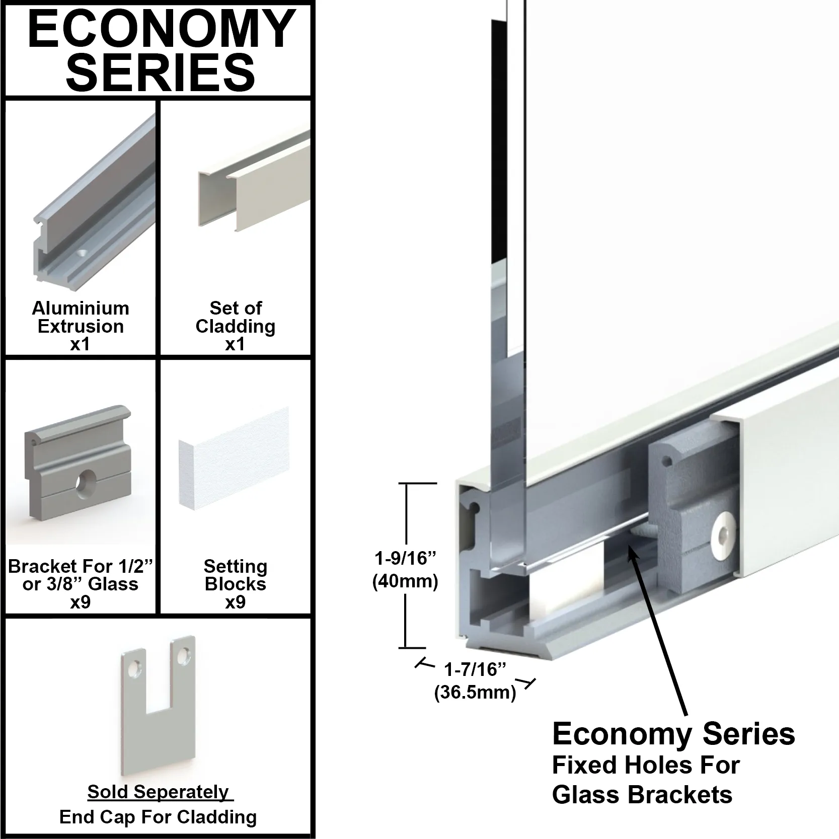 [MECU] Mechanical U-Channel - 1-9/16" Cladding - 120" Length  (BS, MBL, SA)