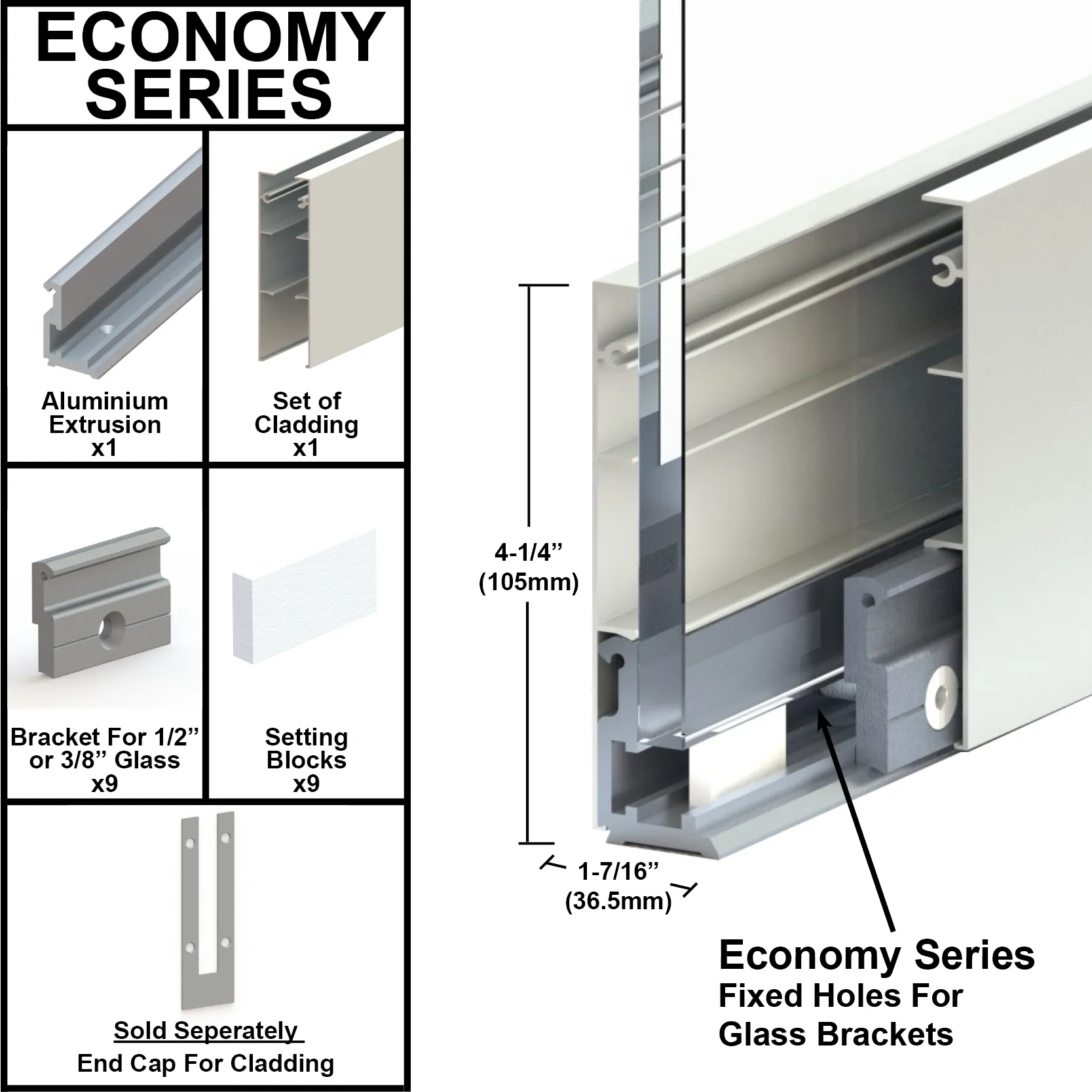 [MECU] Mechanical U-Channel - 4-1/4" Cladding - 120" Length  (BS, MBL, SA)