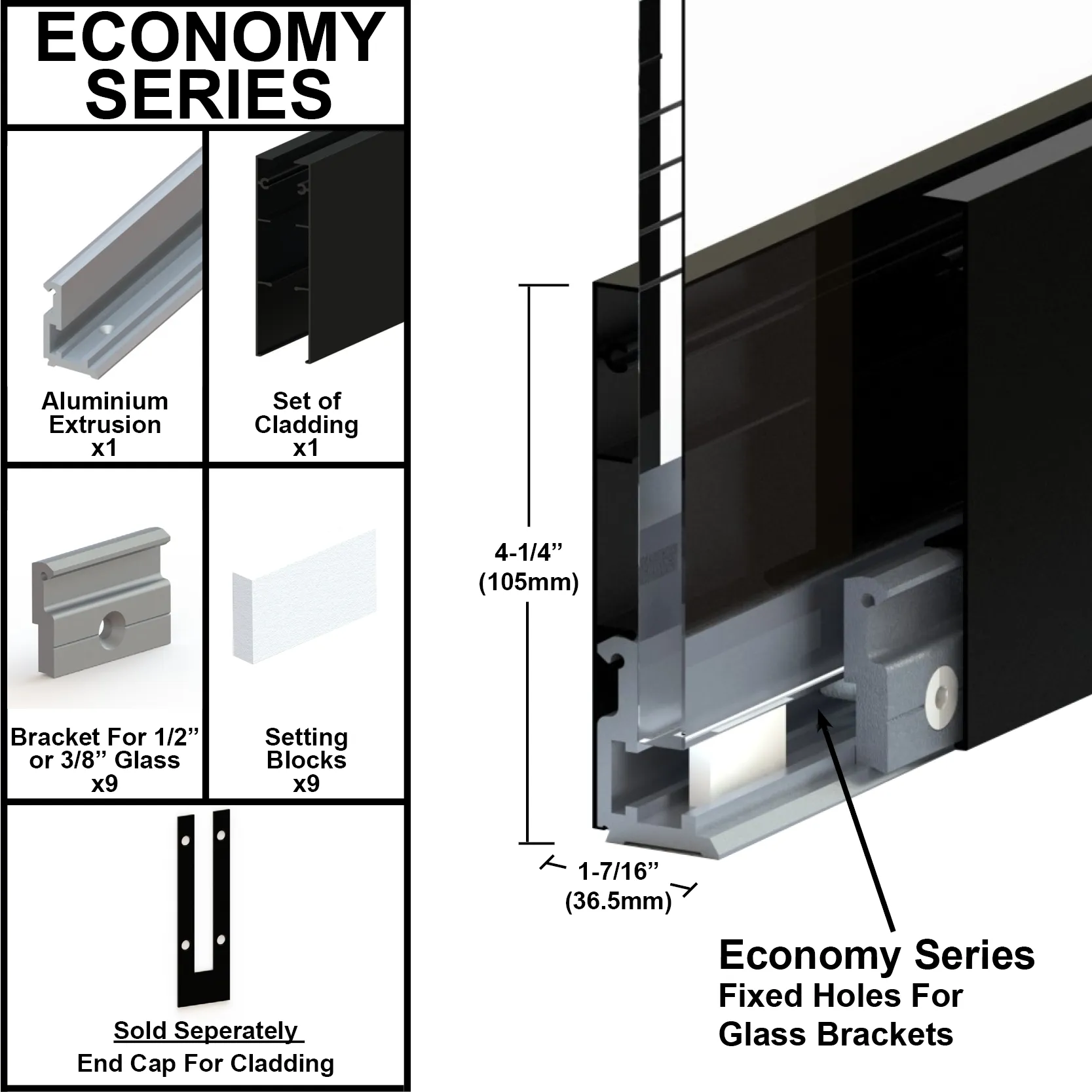 [MECU] Mechanical U-Channel - 4-1/4" Cladding - 120" Length  (BS, MBL, SA)