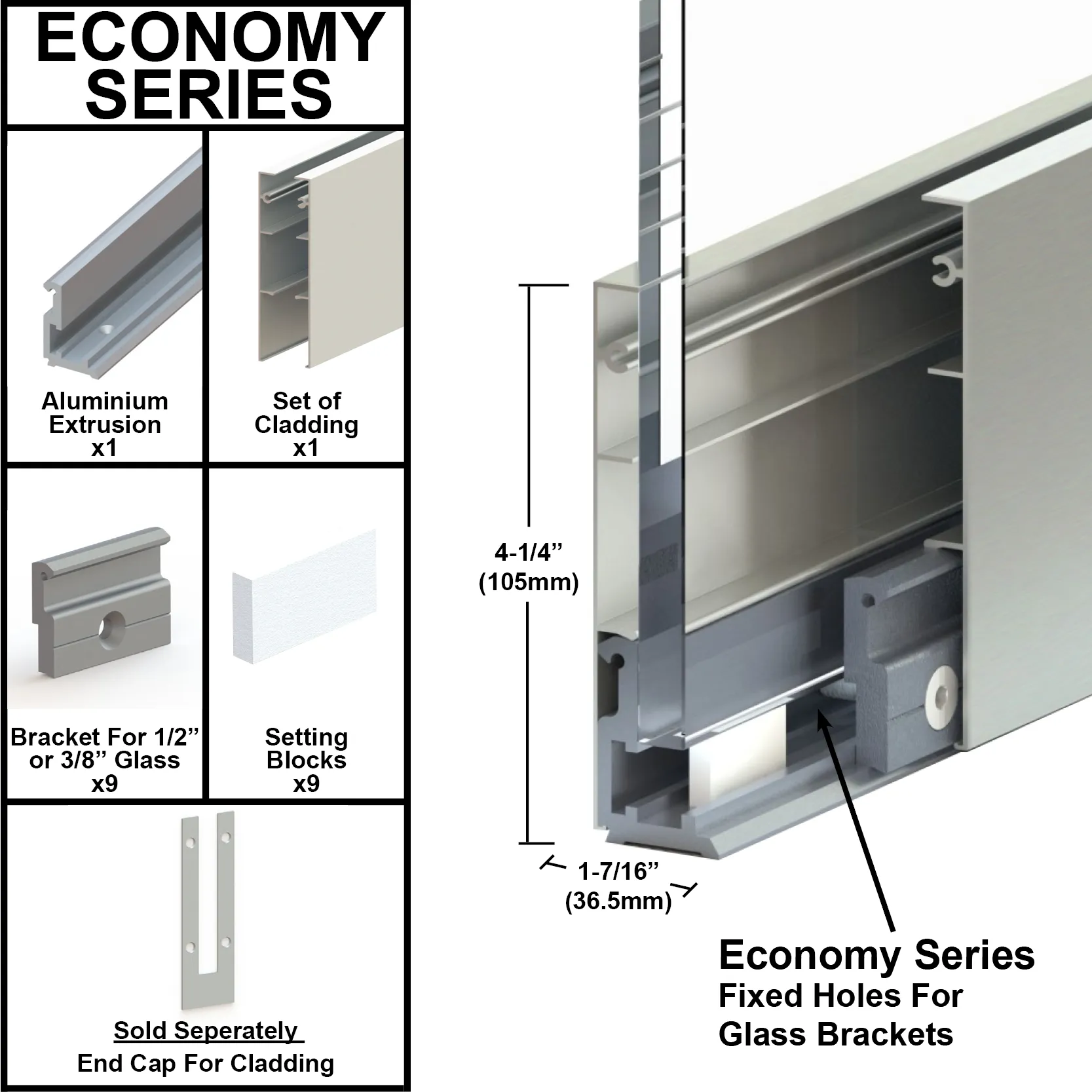 [MECU] Mechanical U-Channel - 4-1/4" Cladding - 120" Length  (BS, MBL, SA)