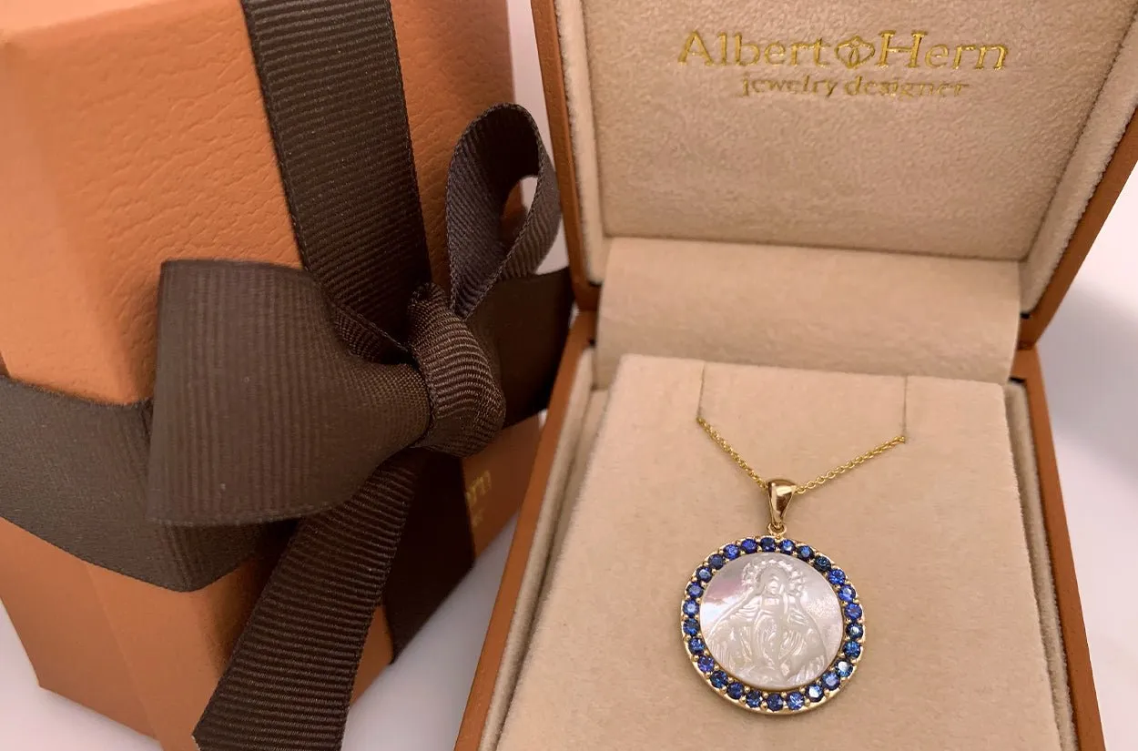 Medal Mother of Pearl Miraculous | Milagrosa 14kt Gold & Gemstones