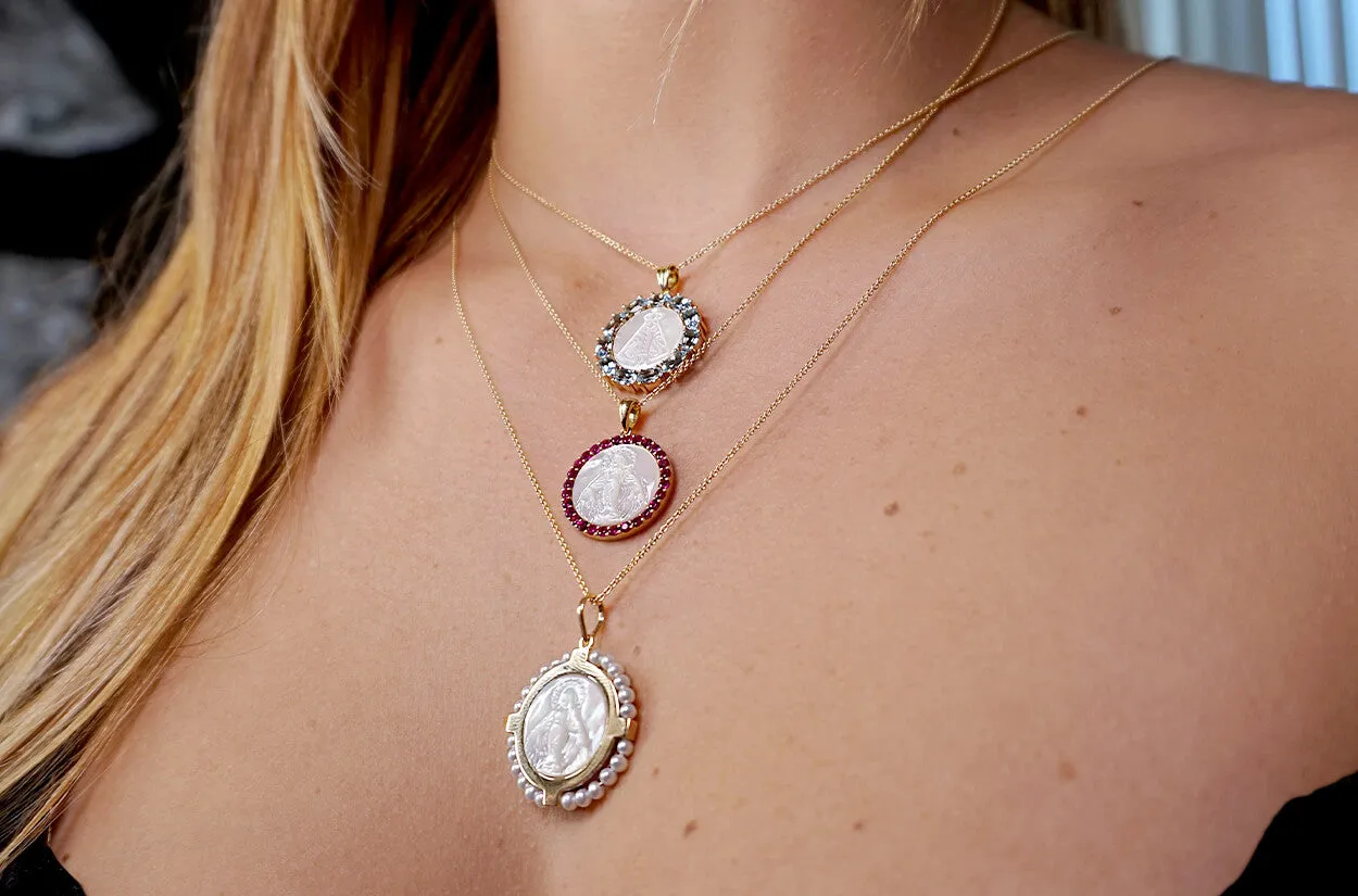 Medal Mother of Pearl Miraculous | Milagrosa 14kt Gold & Gemstones