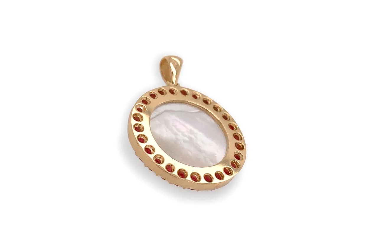 Medal Mother of Pearl Miraculous | Milagrosa 14kt Gold & Gemstones