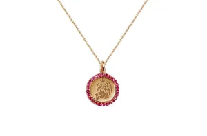 Medal Our Lady of Mount Carmen | Virgen del Carmen Gold & Hot Pink Sapphires