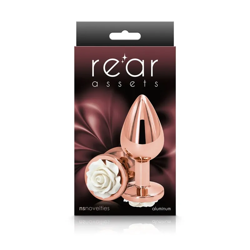 Medium Rose Gold Plug with White Rose
