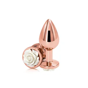 Medium Rose Gold Plug with White Rose
