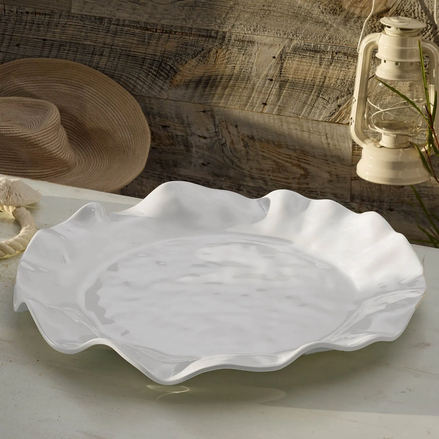 MELAMINE HAVANA RND PLATTER WHITE