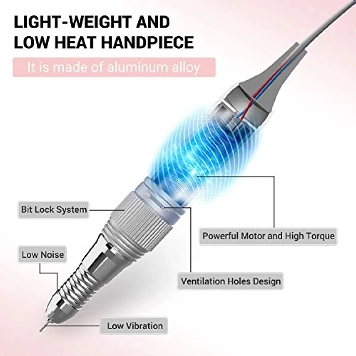 MelodySusie 30000 rpm Professional Nail Drill-Scarlet, High Speed, Low Heat, Low Noise, Low Vibration, Portable UV LED Nail Lamp, LED UV Gel Nail Polishes Professionally, Portable Electric Efile Drill