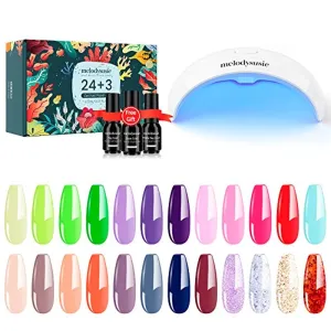 MelodySusie Portable UV LED Nail Lamp,Gel Nail Polish Kit with No Wipe Base and Glossy & Matte Top Coat, Soak Off UV/LED Nail Polish Gel Nail Art Salon Nail Starter Gel Manicure Kit Best Gift Set (Spr