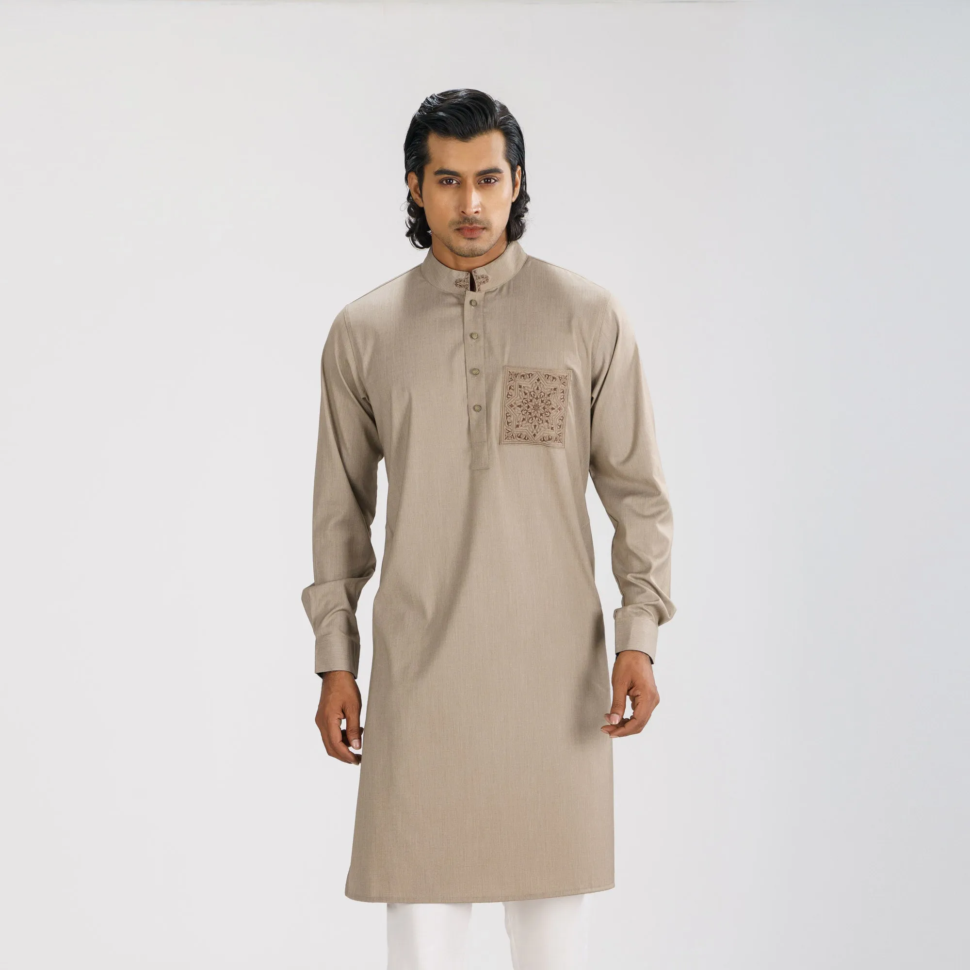 Mens Beige Brown Panjabi