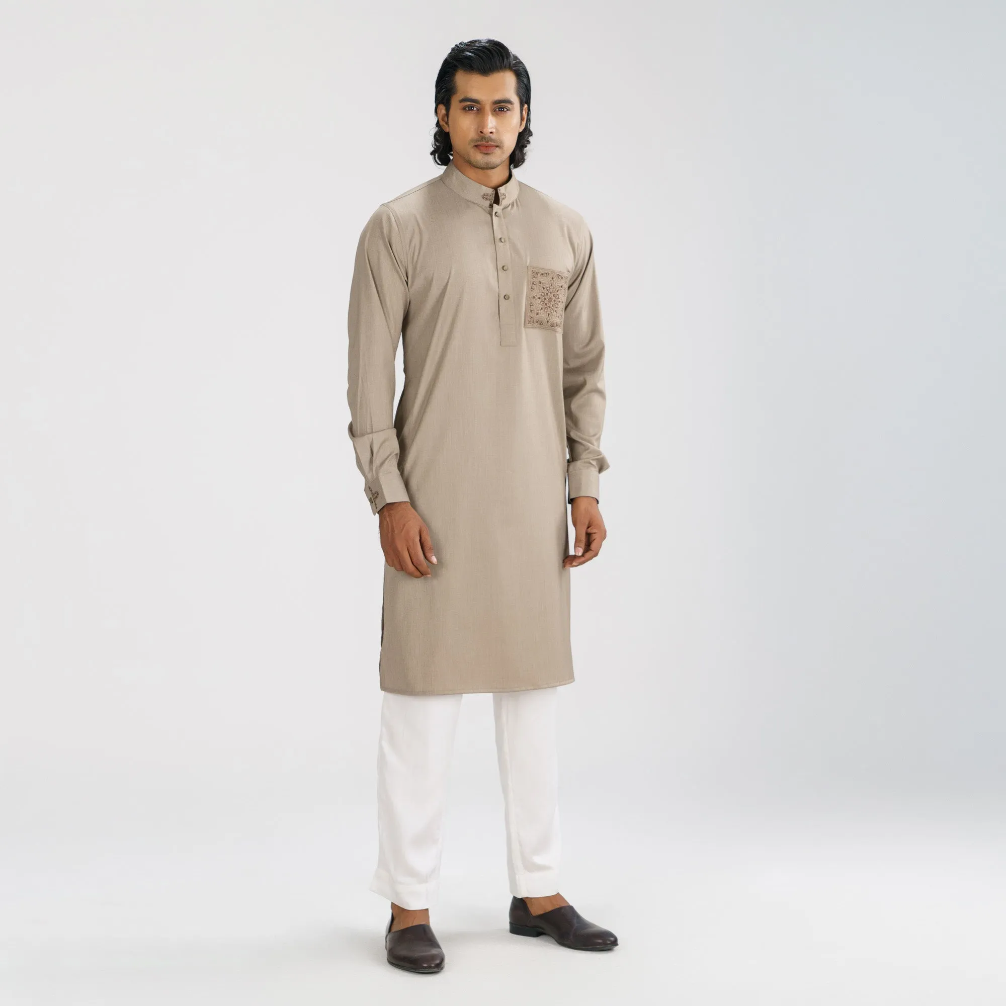 Mens Beige Brown Panjabi