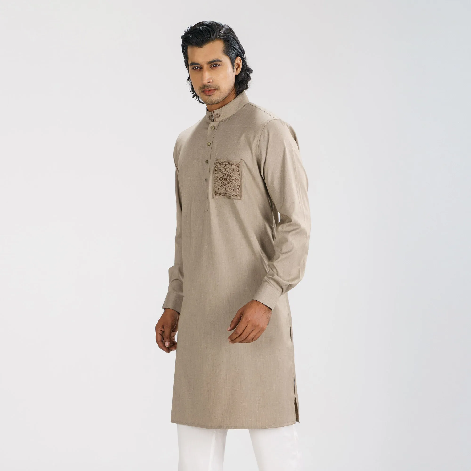 Mens Beige Brown Panjabi