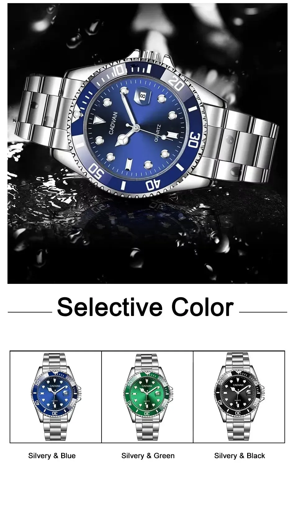 Men's Quartz Business Watch with Stainless Steel Band
