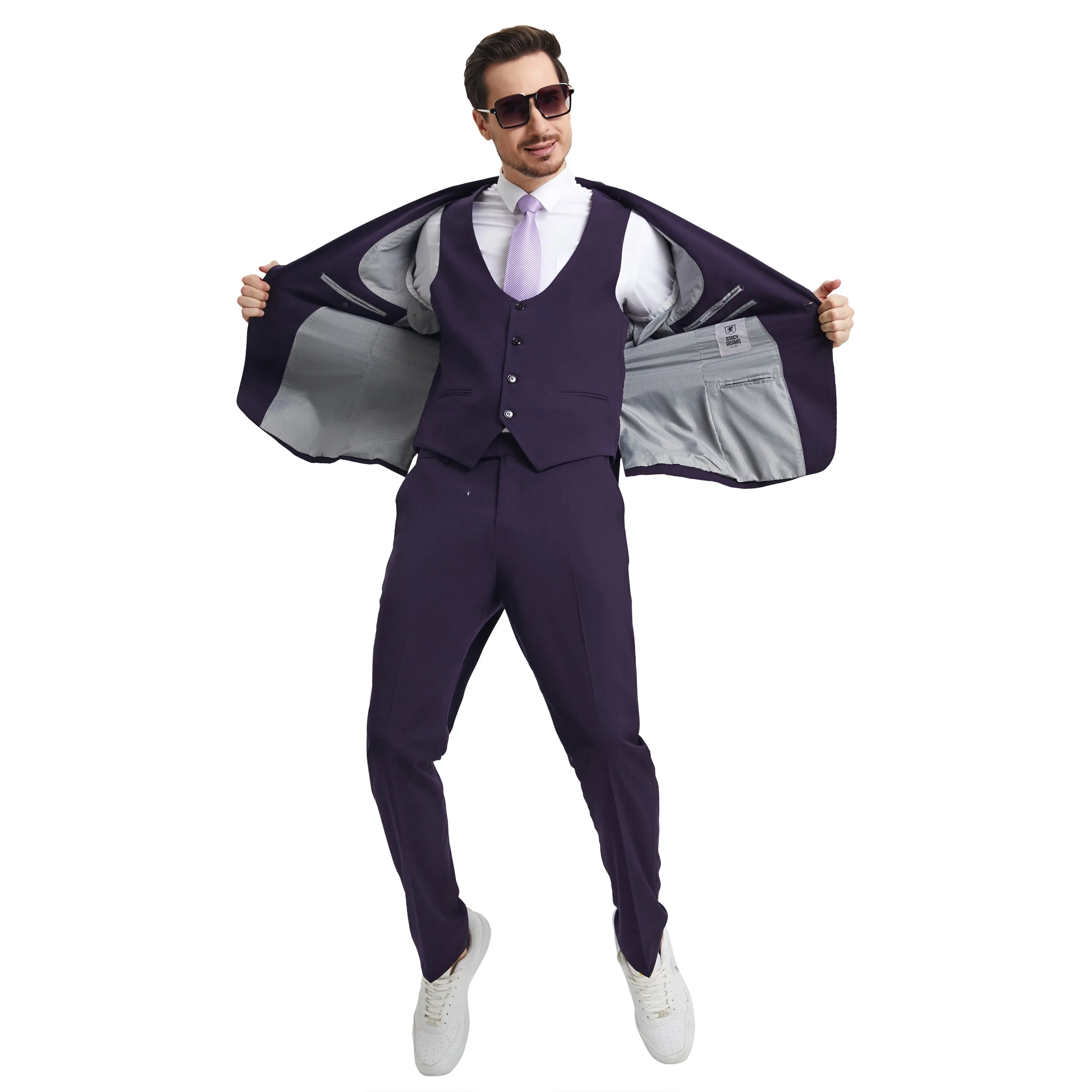 Men's Stacy Adams Hybrid-Fit 3pc Suit Set, Jacket Vest and Pants