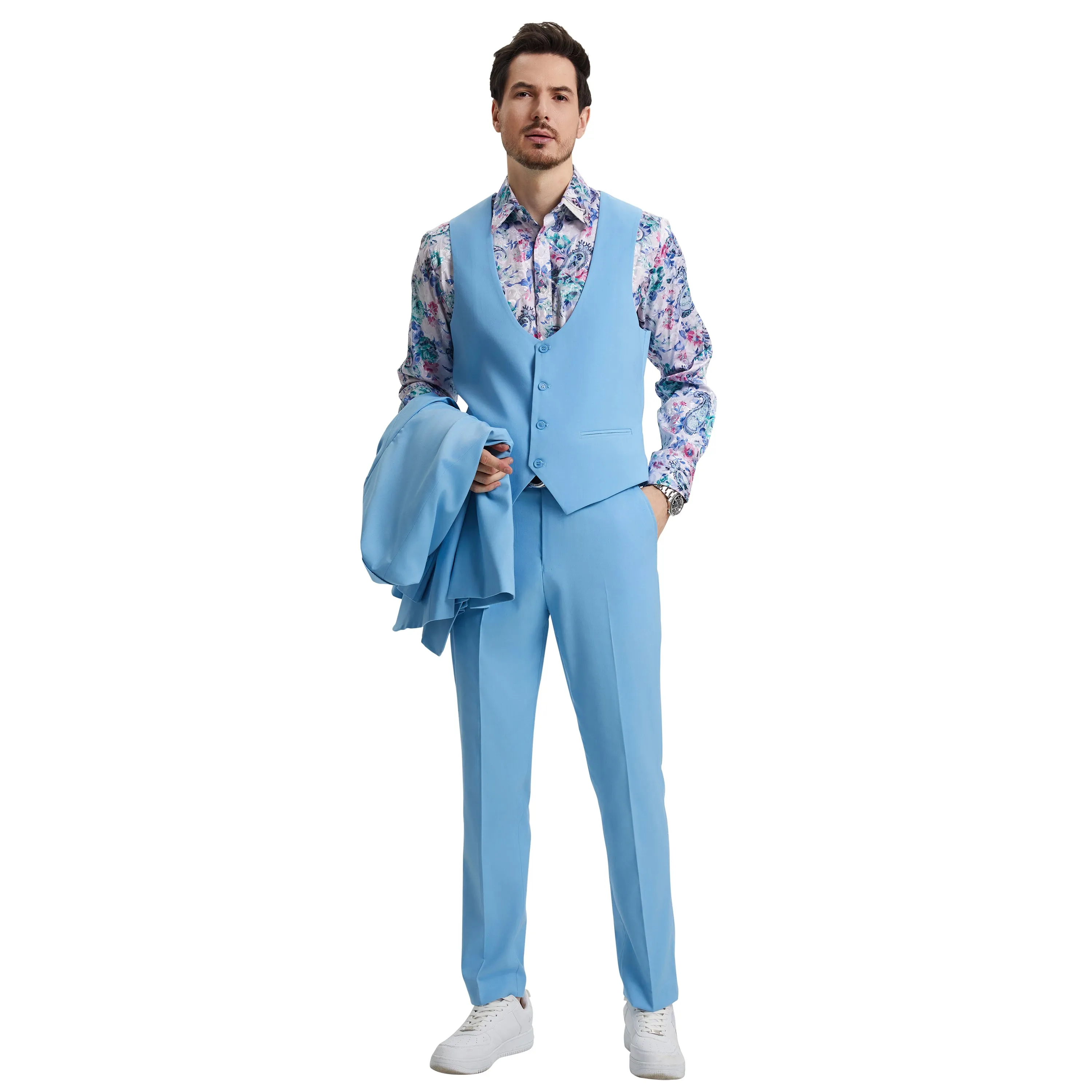 Men's Stacy Adams Hybrid-Fit 3pc Suit Set, Jacket Vest and Pants