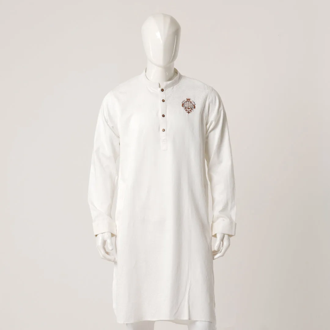 Mens White Karchupi Panjabi