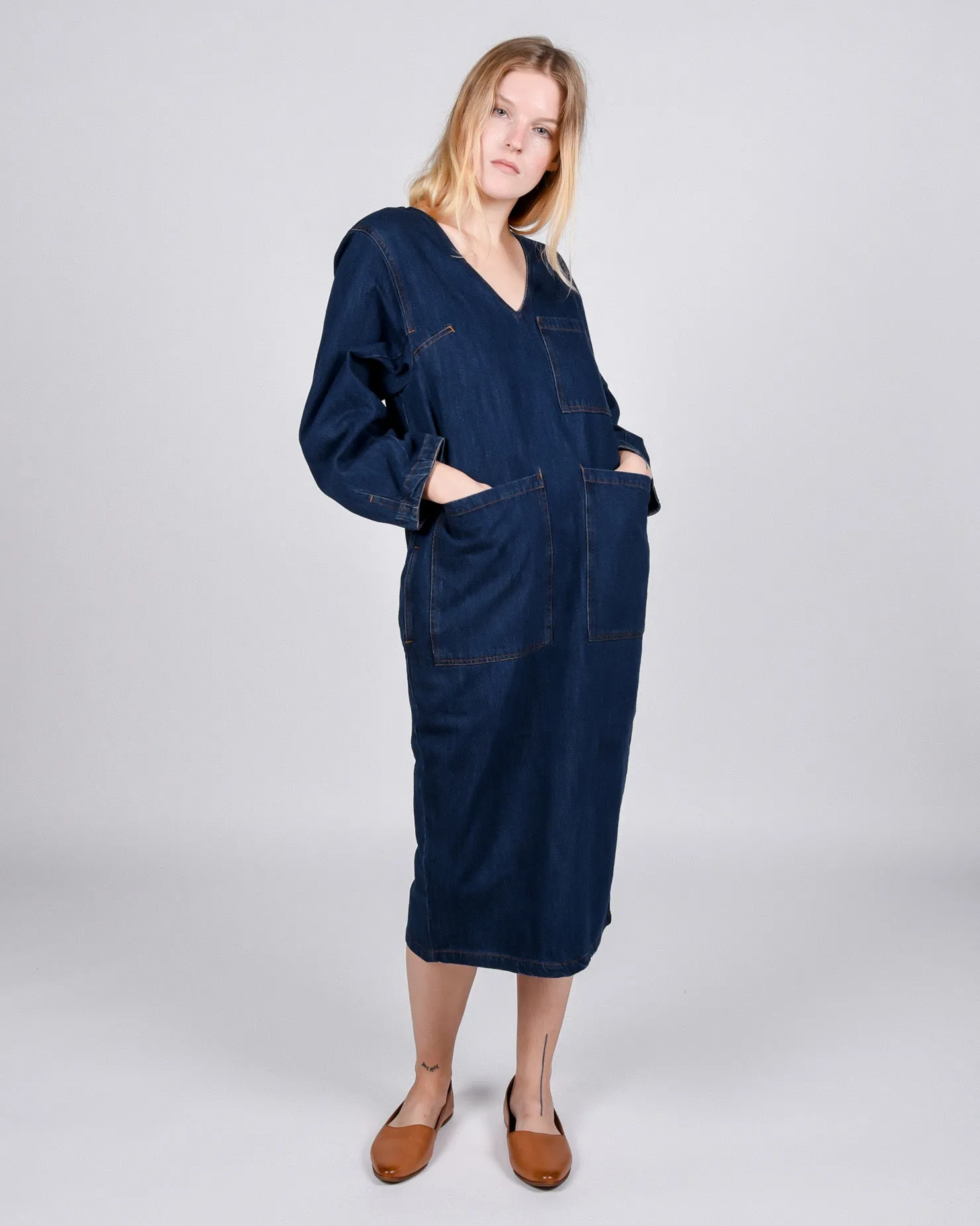 Merlon dress in raw denim
