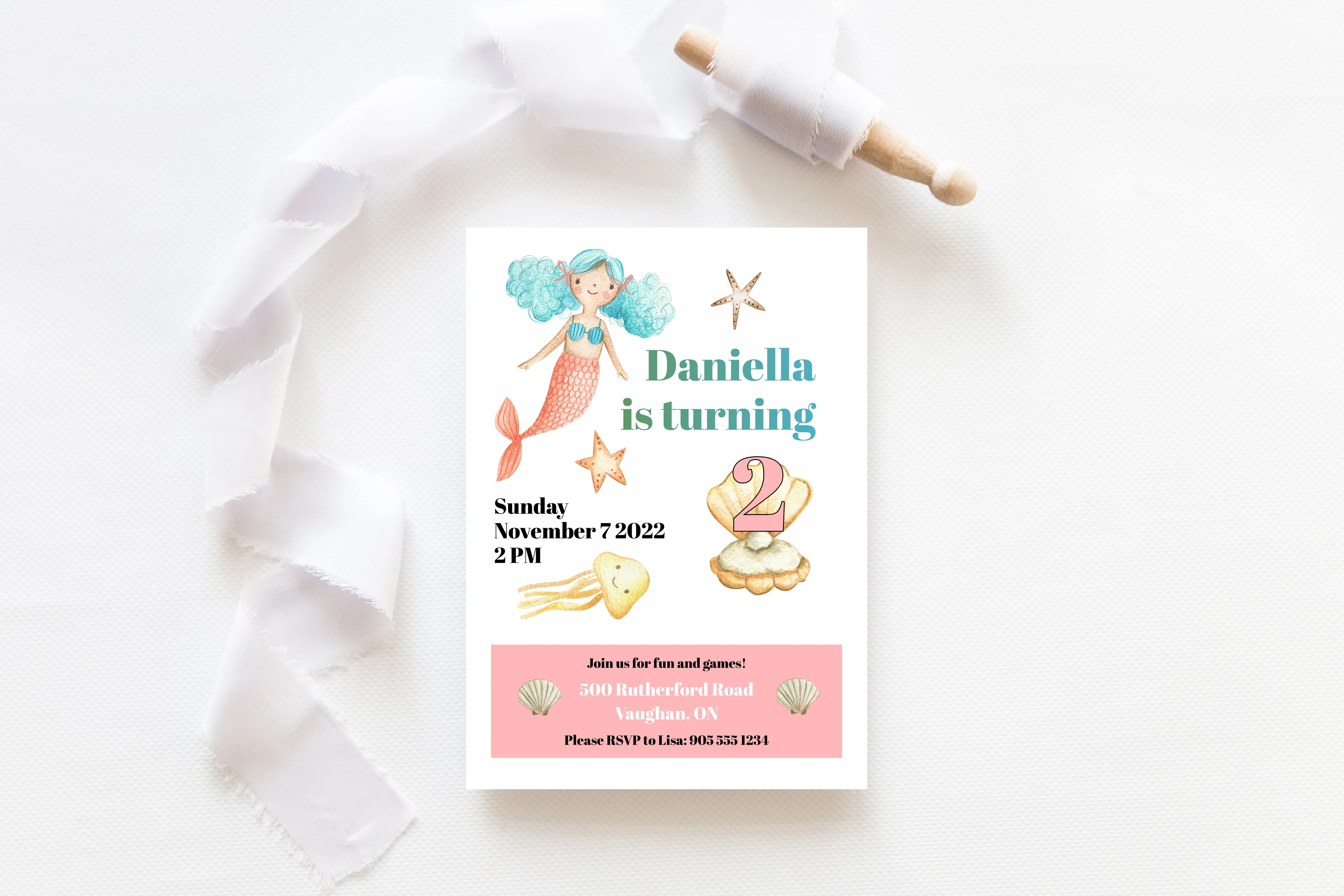 Mermaid Party Invitation Template